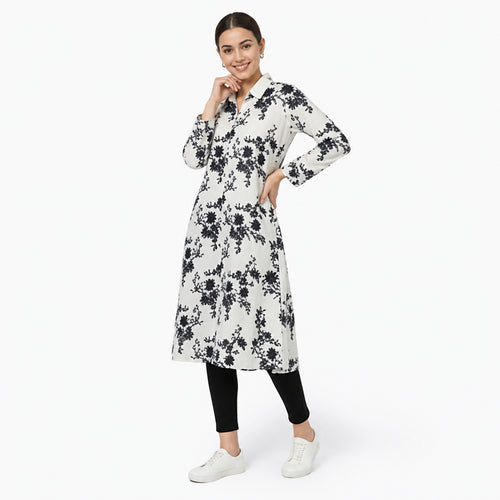 Ivory Noir Floral Long Co-Ord Set-2