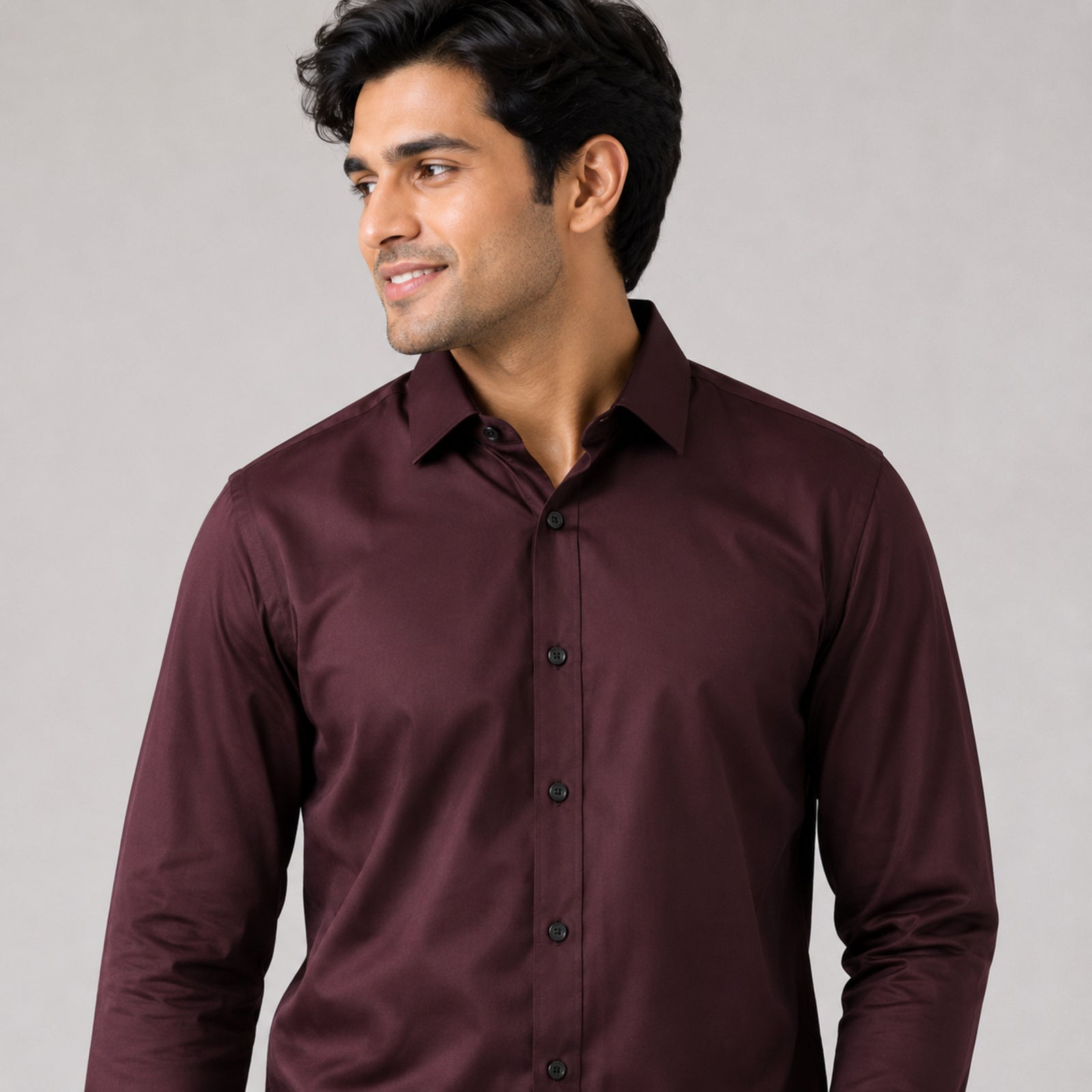 Men's Bordeaux Elegance Premium Maroon Formal Shirt-2