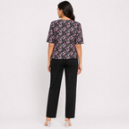 Women's Pink Geometric Print Half Sleeve Top-3