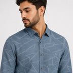 Men's Sky Blue Textured Casual Shirt-2