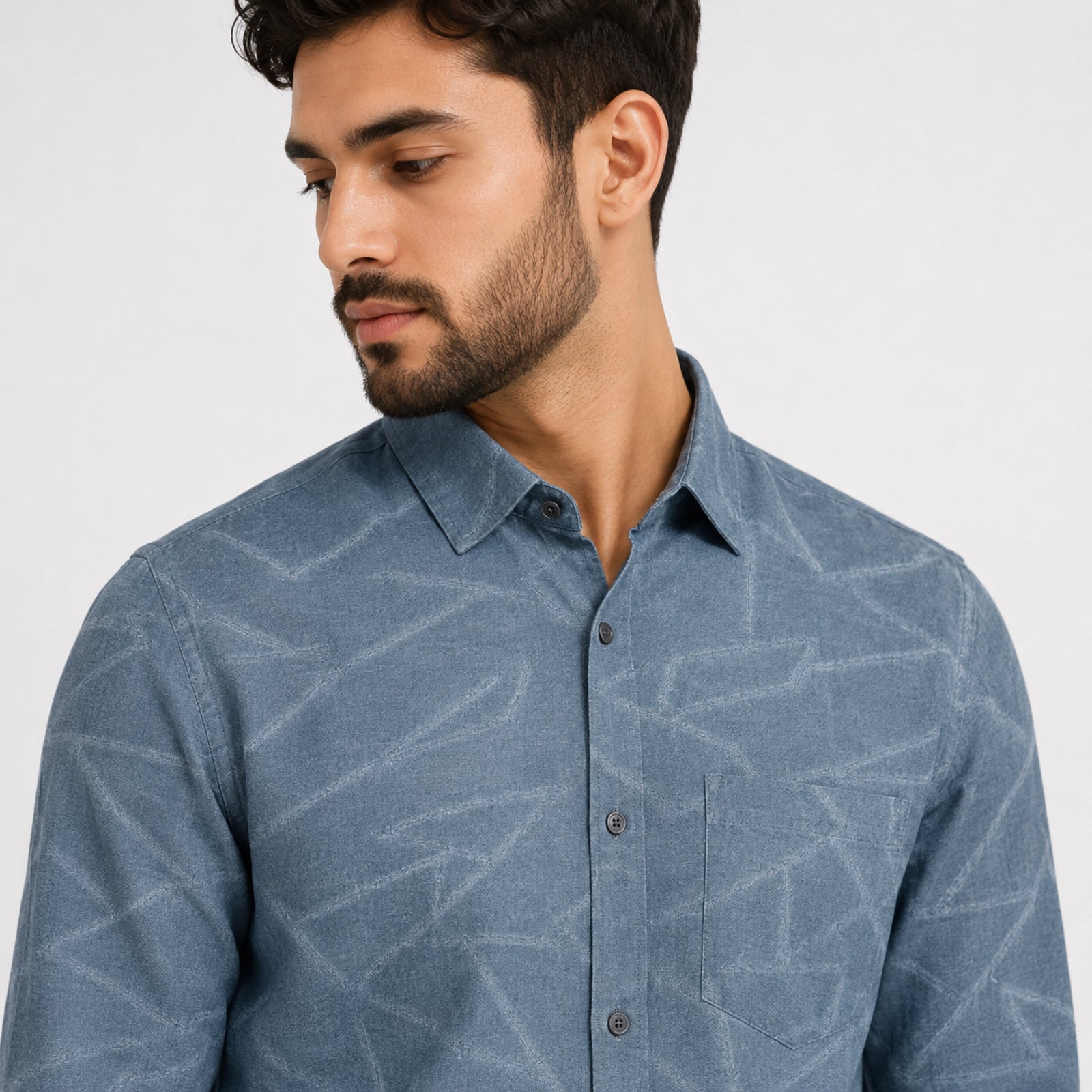 Men's Sky Blue Textured Casual Shirt-2