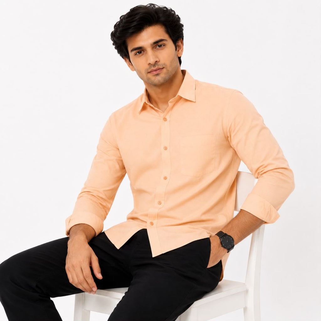 Men's Sunset Peach Essential Formal Shirt-3