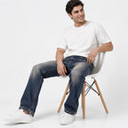 Men's Brown Vintage Washed Straight Fit Denim Jeans-3