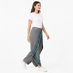 Grey Bloom Draped Wrap Trousers-3