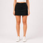 Women's Black Denim High-Waisted Mini Skirt-4