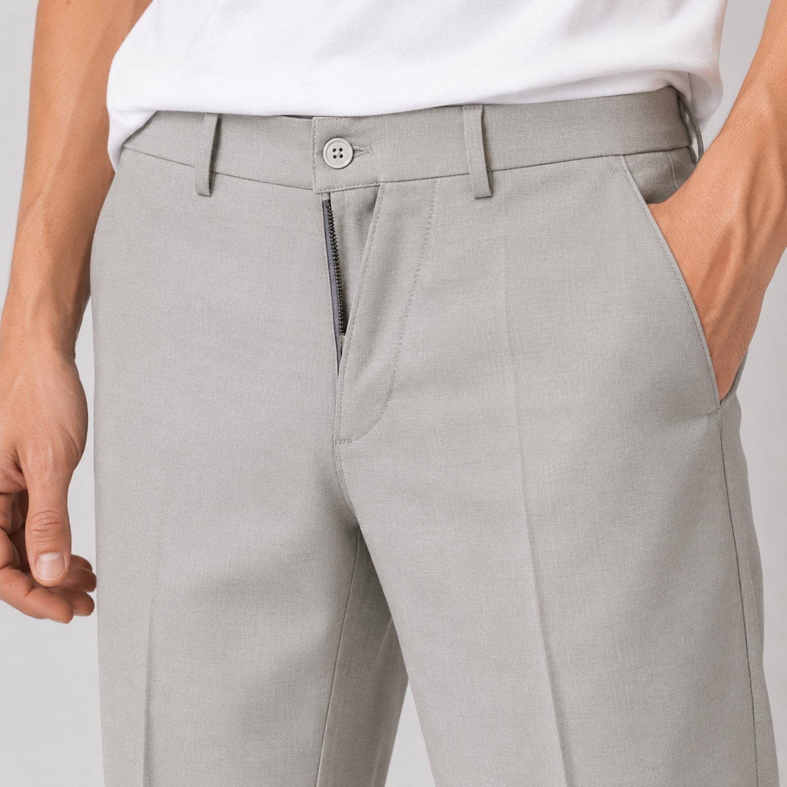 Men's Sandstone Beige Slim Fit Formal Trousers-4