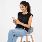 Women's Black Studded Casual Top-3