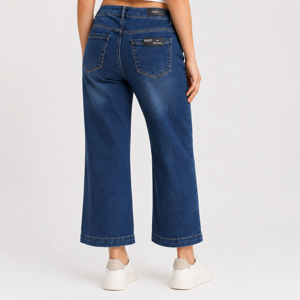 Women's Blue Straight Fit Denim Jeans-3