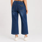 Women's Blue Straight Fit Denim Jeans-3
