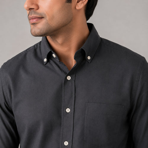 Men's Classic Grey Full-Sleeve Regular Fit Shirt-2