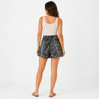 Women's Dark Green Paisley Print Boho Shorts | High-Rise Drawstring Casual Summer Shorts-4