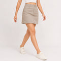 Women's Beige Solid Mini Skirt-1