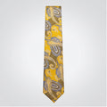 Men's Luxury Paisley-Patterned Yellow Silk Formal Necktie-1