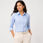 Women's Sky Blue Formal Full Sleeve Shirt-1