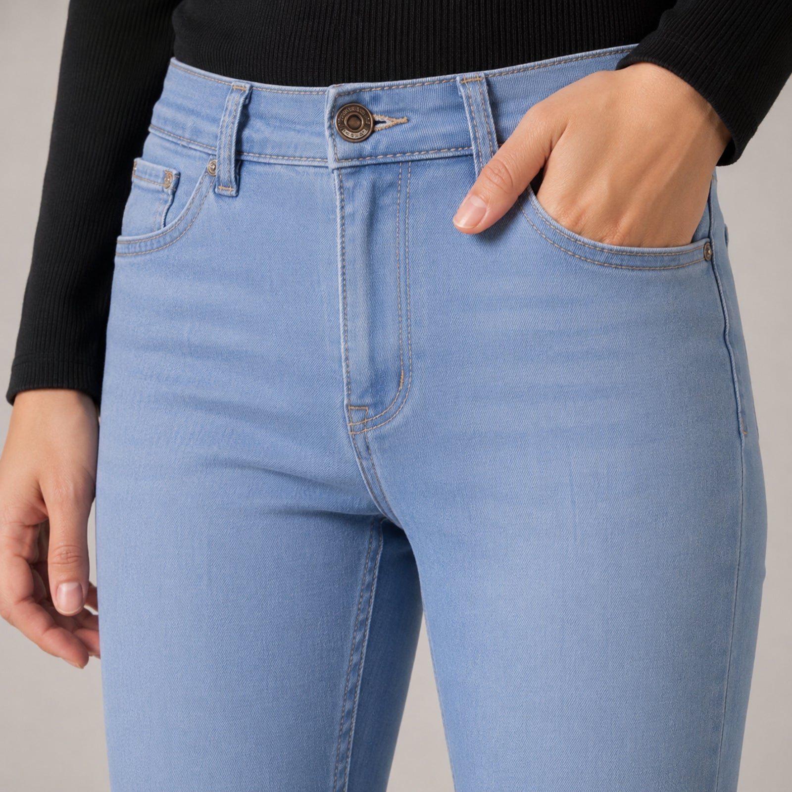 Women's Light Blue Skinny Fit Denim Jeans-4