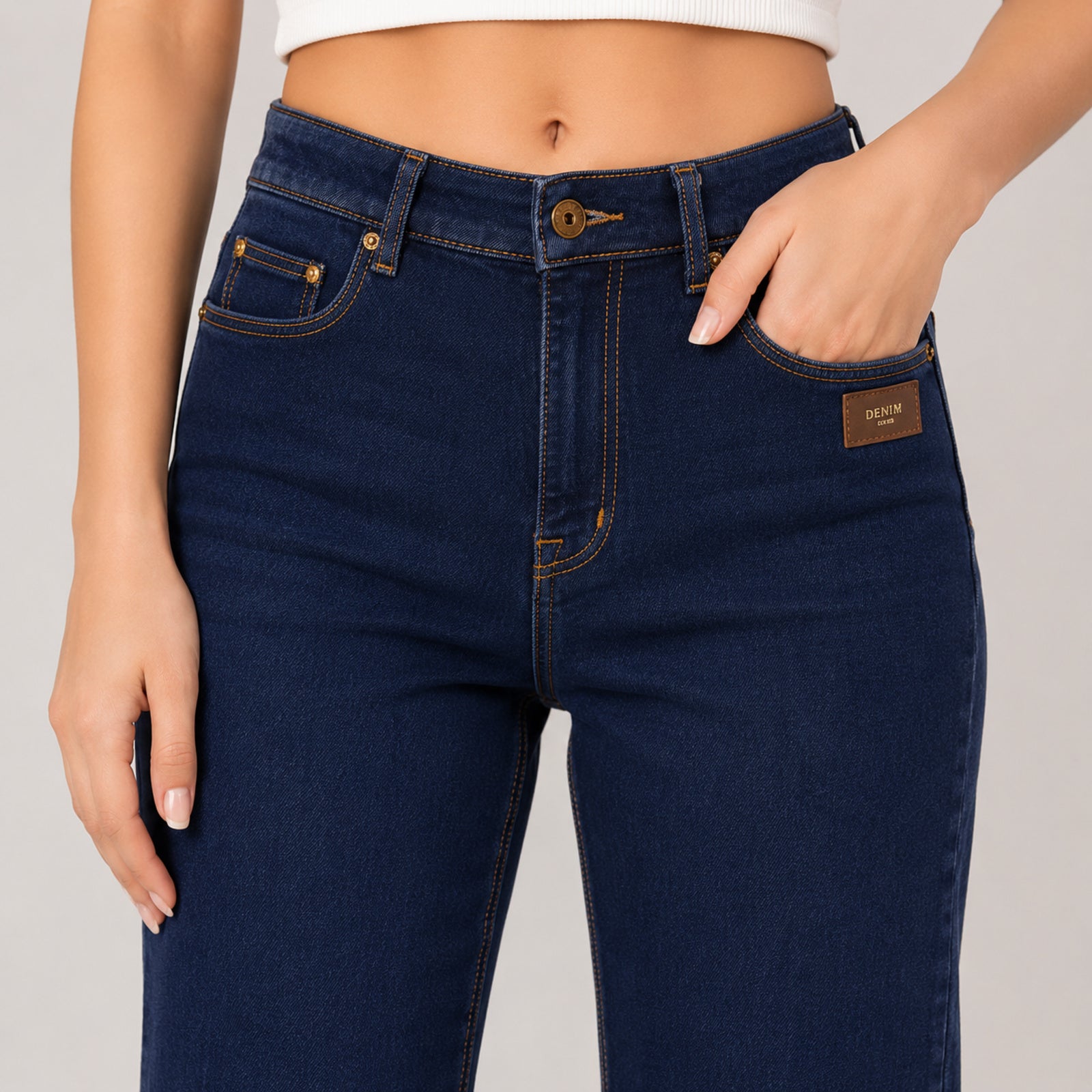 Women's Dark Blue Slim Fit Ankle Length Jeans-2