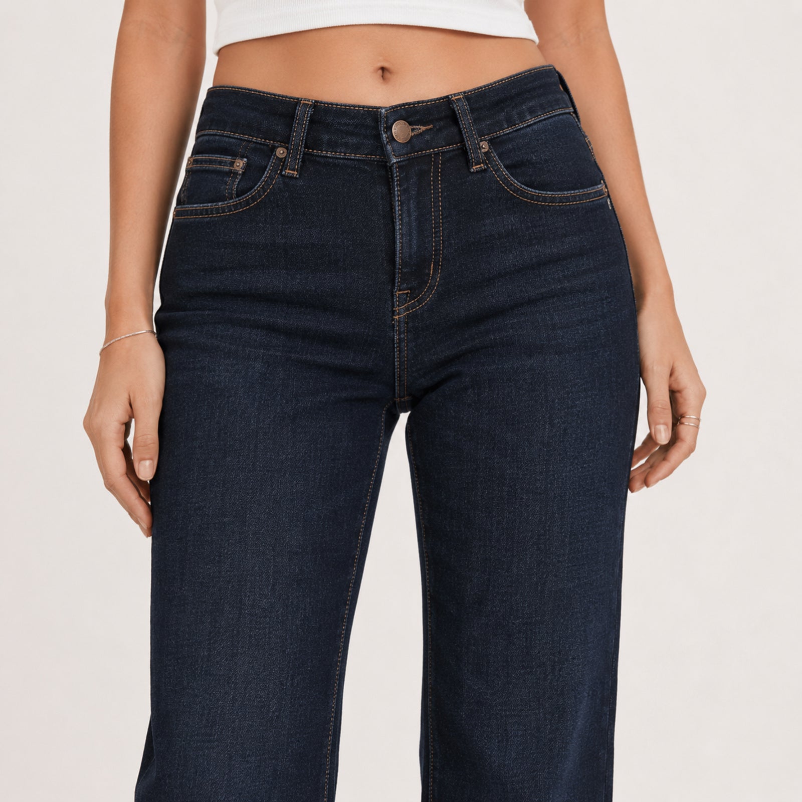 Women's Light Blue Wide Leg Denim Jeans-4