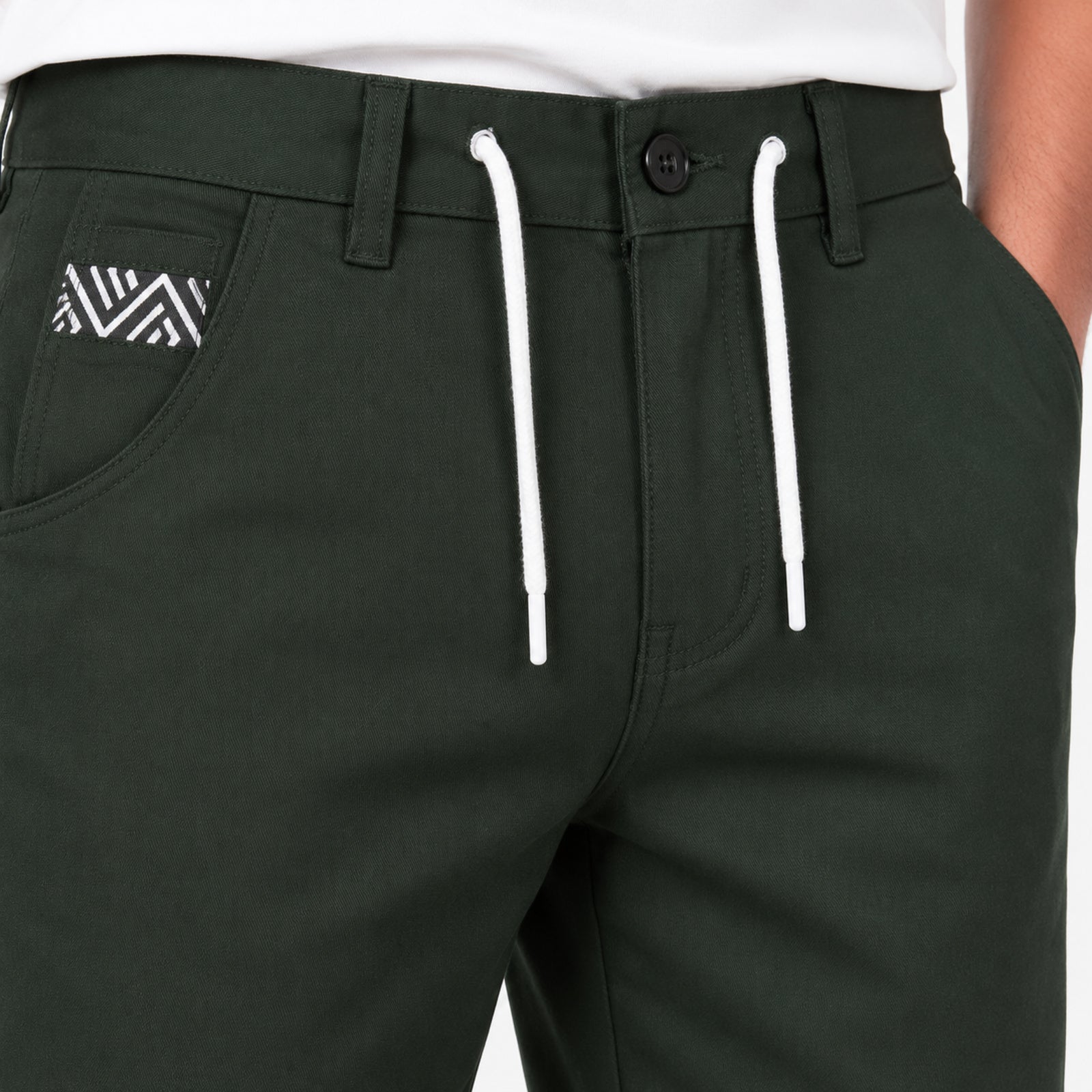 Men's Black Urban Drawstring Smart Casual Trousers-4