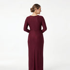 Women's Wine Embellished Maxi Gown-4