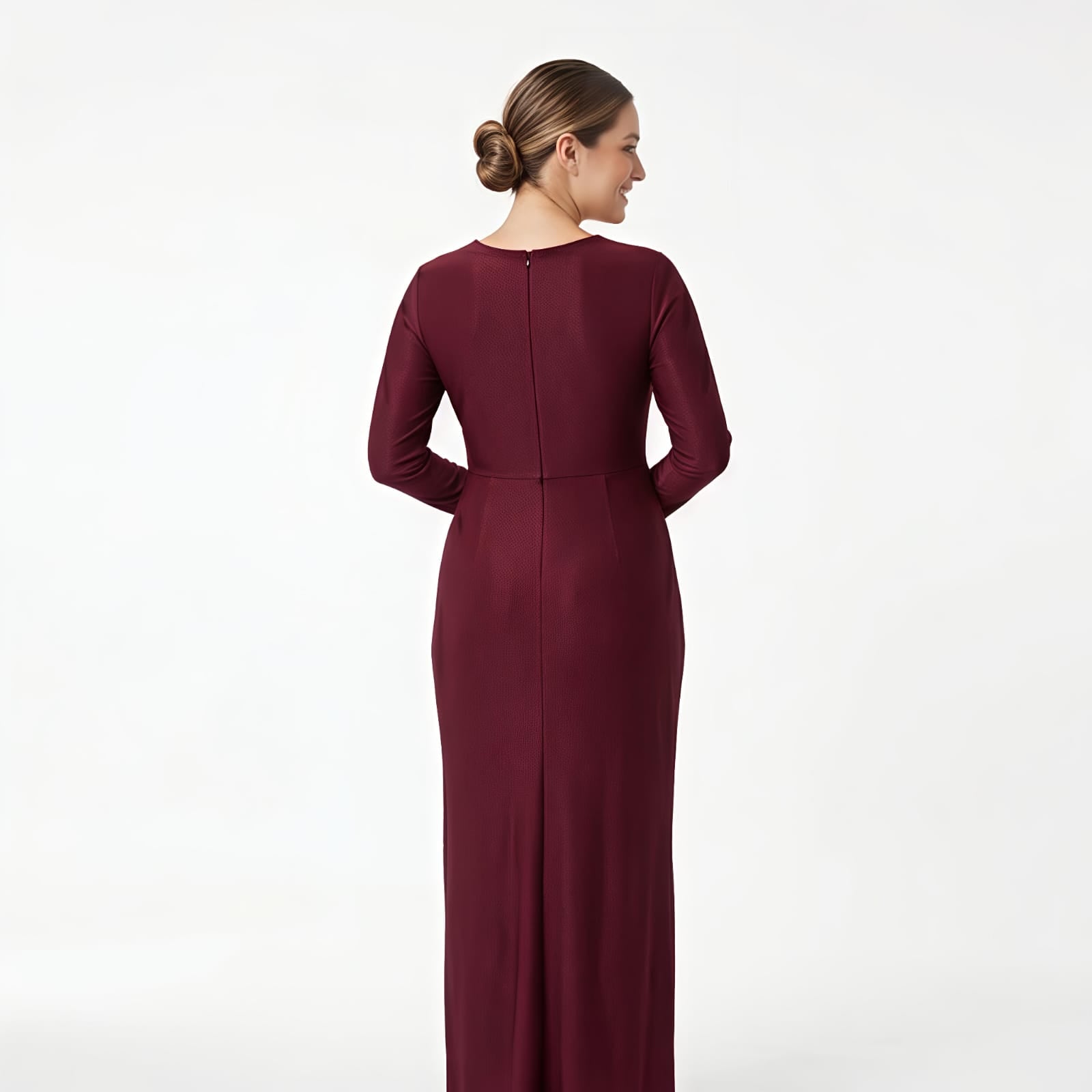Women's Wine Embellished Maxi Gown-4