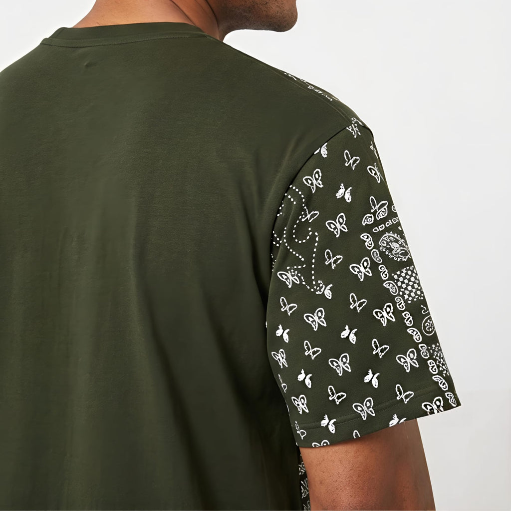 Men's Monochrome Bandana Print Oversized T-Shirt-2