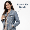 Women's Grey Washed Denim Casual Jacket-1