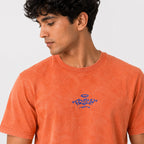 Men's Peach Orange Oversized Graphic T-Shirt-3