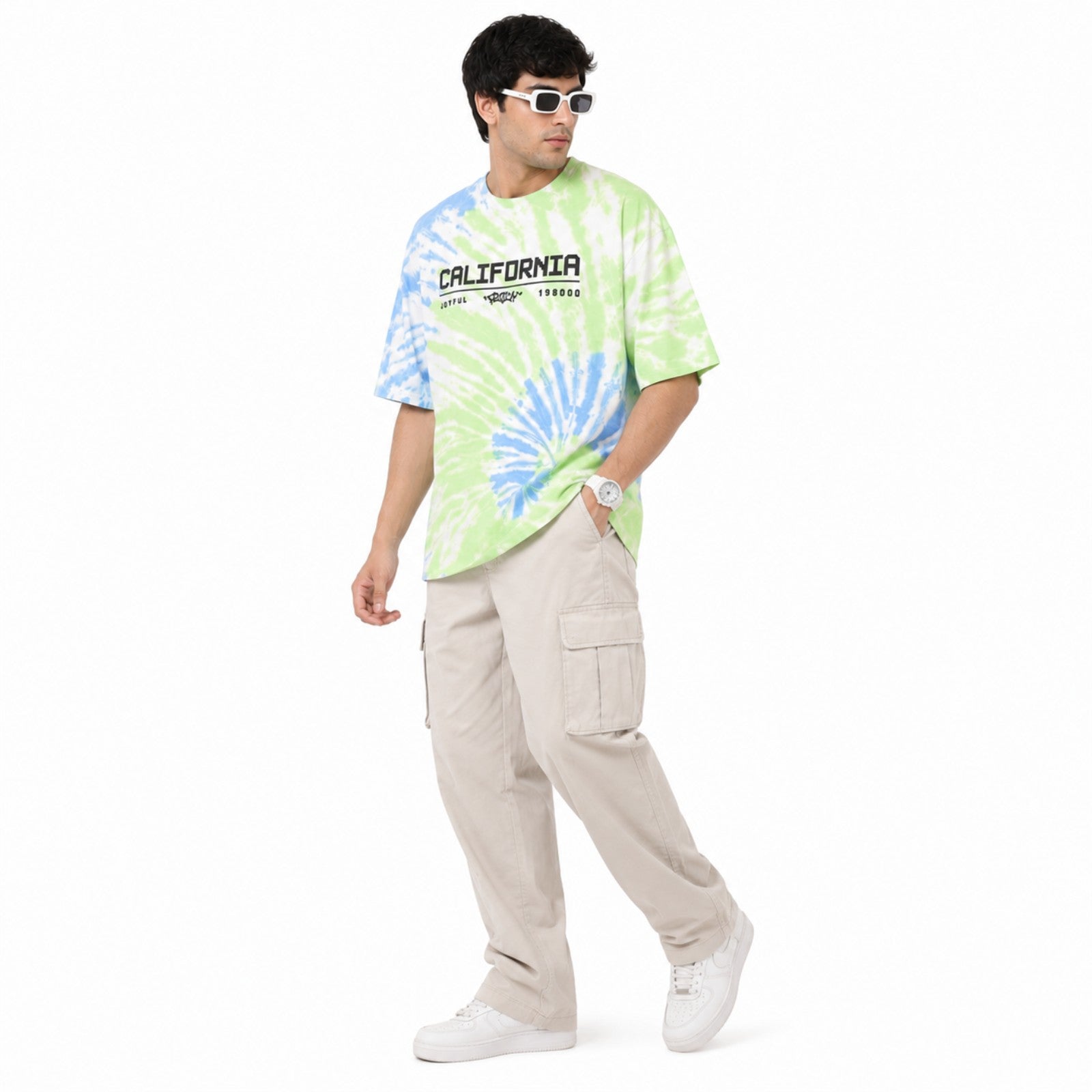 Men's California Tie-Dye Oversized Graphic T-Shirt-2