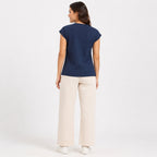 Women's Peacock Blue Graphic Print Cap Sleeve T-Shirt | Casual Cotton Everyday Top-4