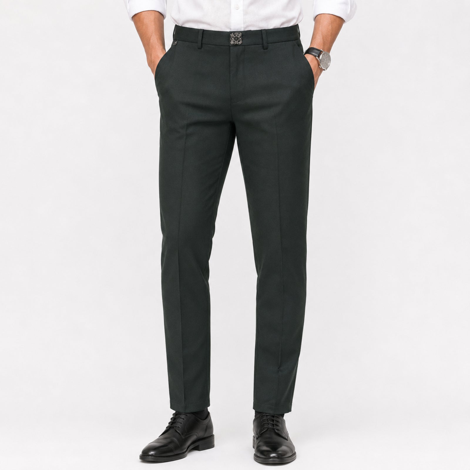 Men's Royal Olive Tailored Premium Formal Trousers-3