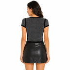 Women's Black Embellished Fitted Knit Top-2