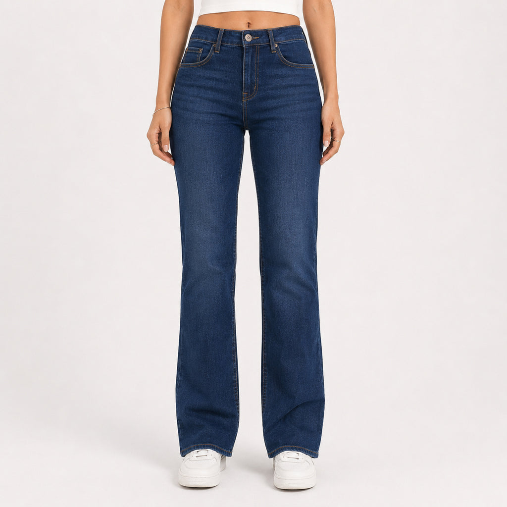 Women's Light Blue Wide Leg Denim Jeans-1