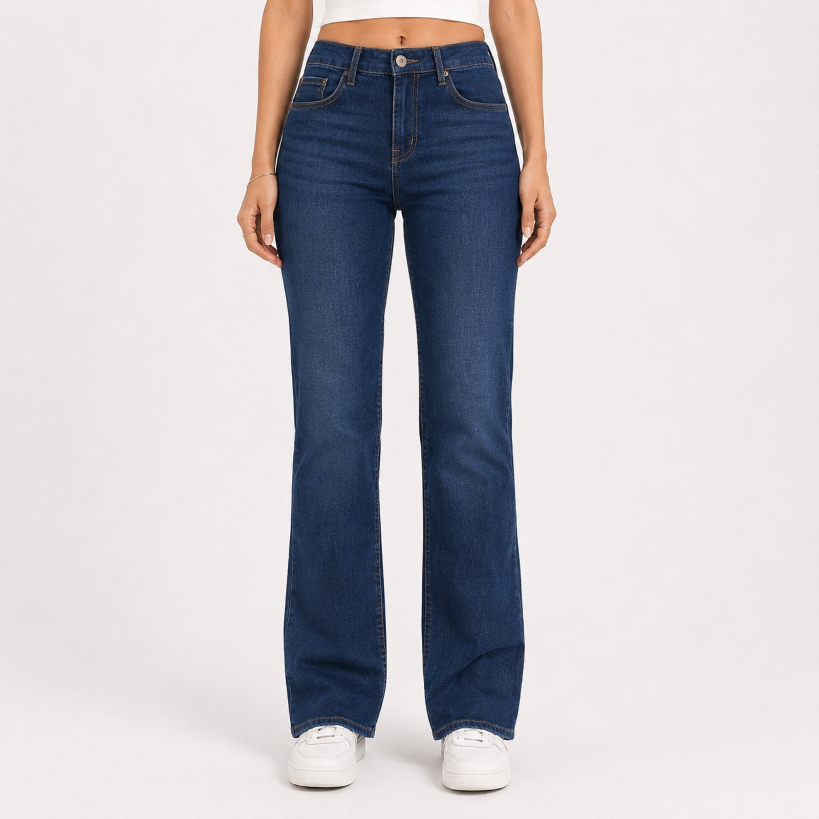Women's Light Blue Wide Leg Denim Jeans-1