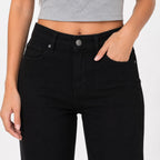 Women's Black Flared Wide Leg Jeans | High-Rise Premium Denim-3