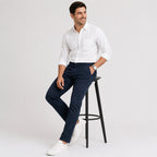 Men's Midnight Navy Slim Fit Formal Trousers-3