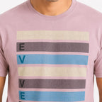 Men's Light Pink Stripe Graphic Crew Neck T-Shirt-3