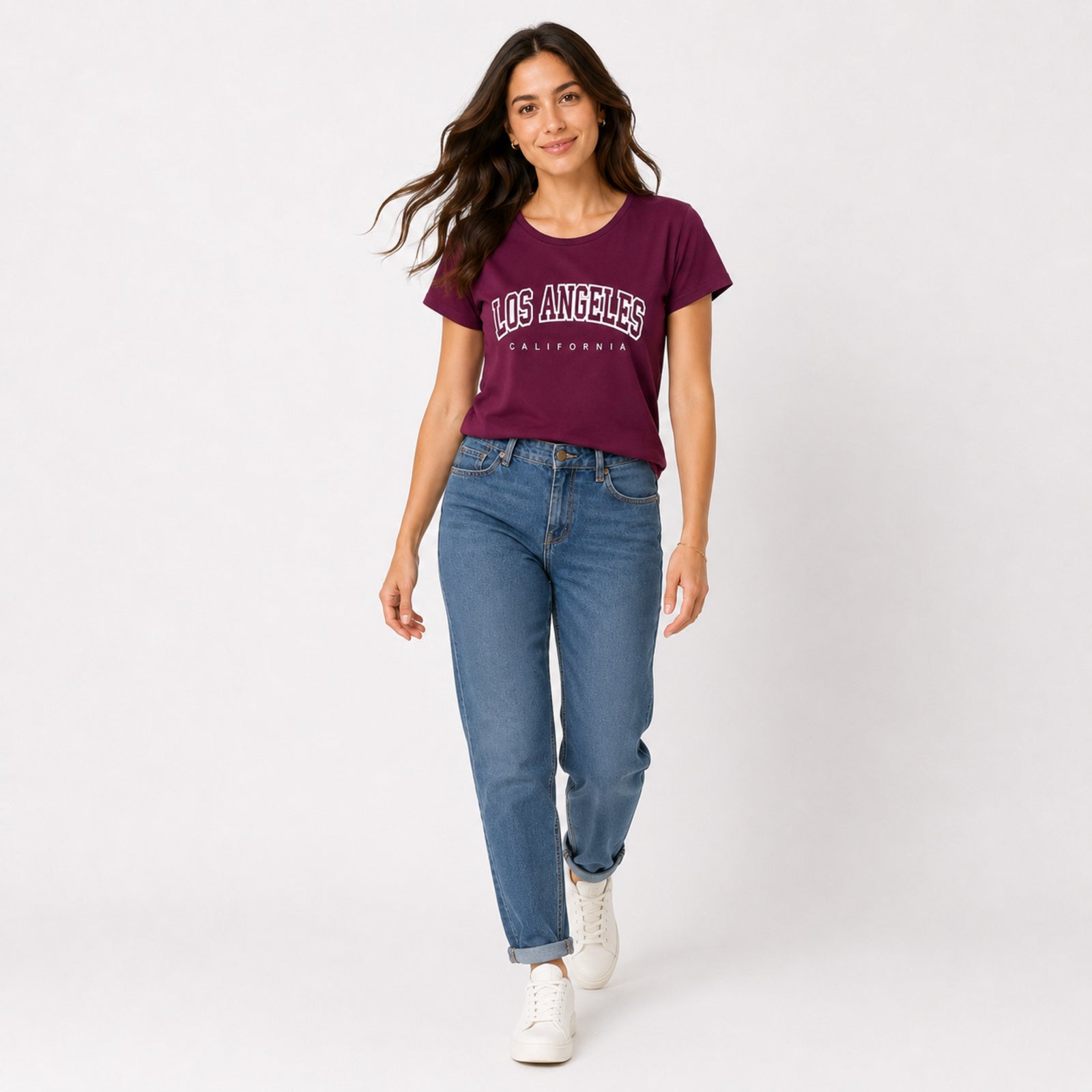 Women's Maroon Los Angeles Graphic T-Shirt-3