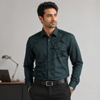 Men's Dark Green Premium Printed Formal Shirt-4