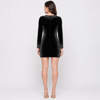 Women's Black Embellished Full Sleeve Bodycon Mini Dress-3