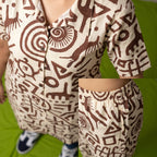 Women's Cream Abstract Printed Co-Ord Set-2