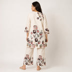 Women's Elegant Abstract Floral Printed Beige Kurta and Palazzo Set-3