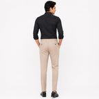 Men's Khaki Tailored Tapered Trousers with Textured Finish-4