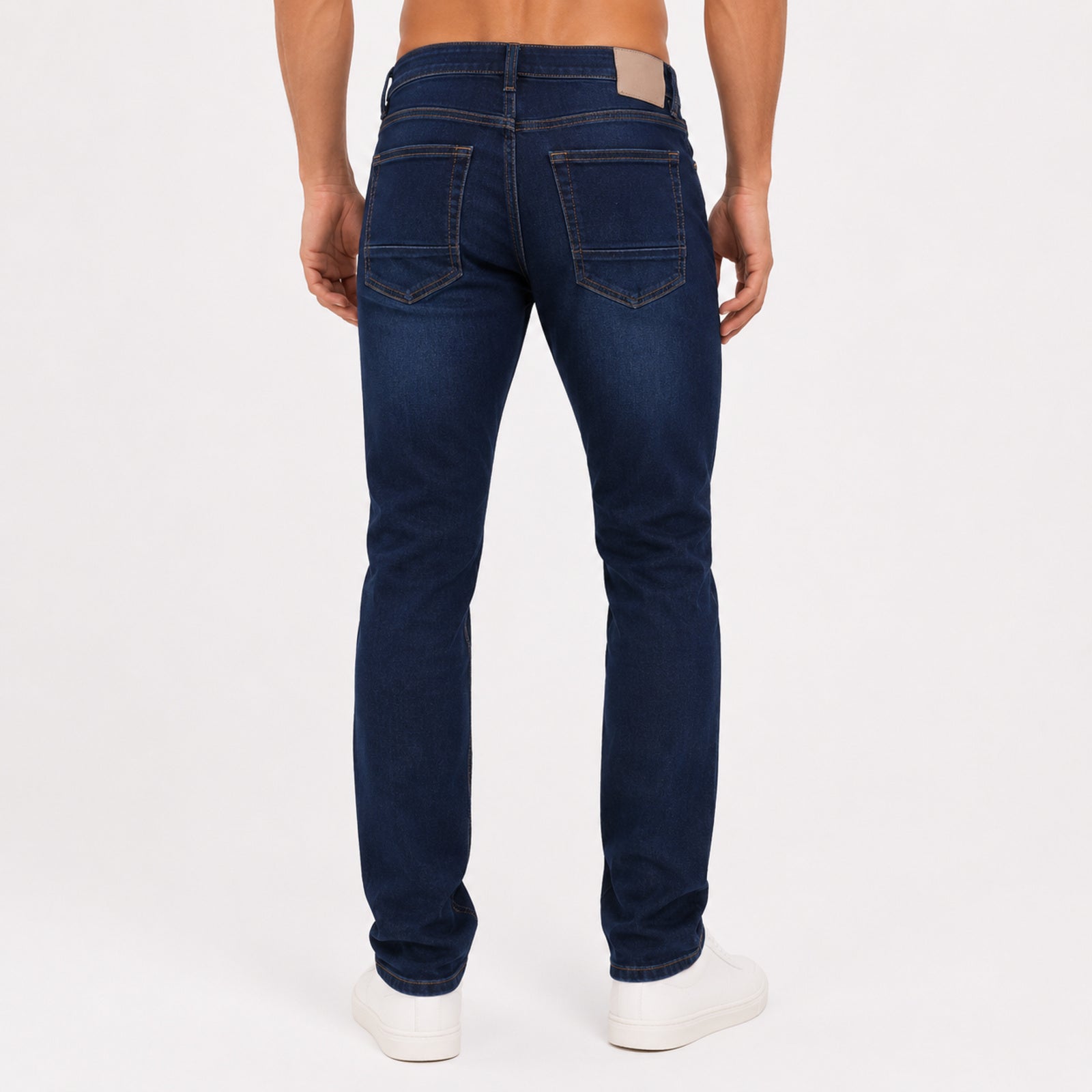 Men's Contemporary Mid Blue Slim Tapered Jeans-2
