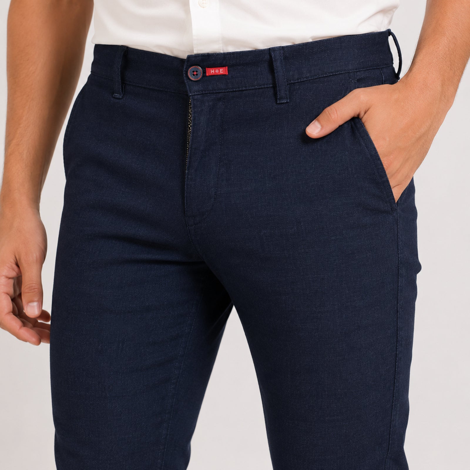 Men's Deep Navy Regular Fit Formal Trousers-2