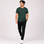 Men's Dark Green Solid T-Shirt-2