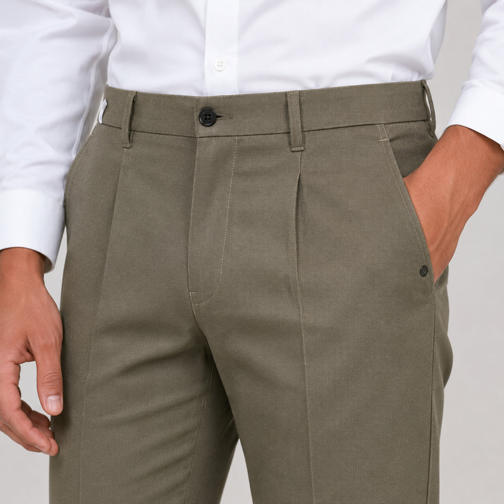 Men's Classic Sand Beige Smart Fit Formal Trousers-4