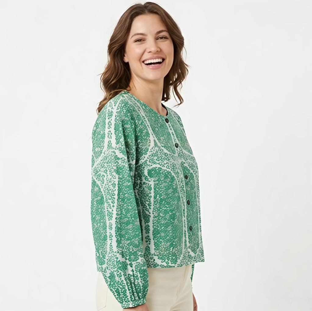 Women's Mint Green Printed Full Sleeve Top-4