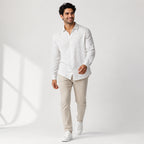 Men's White Micro Print Smart Casual Shirt-4