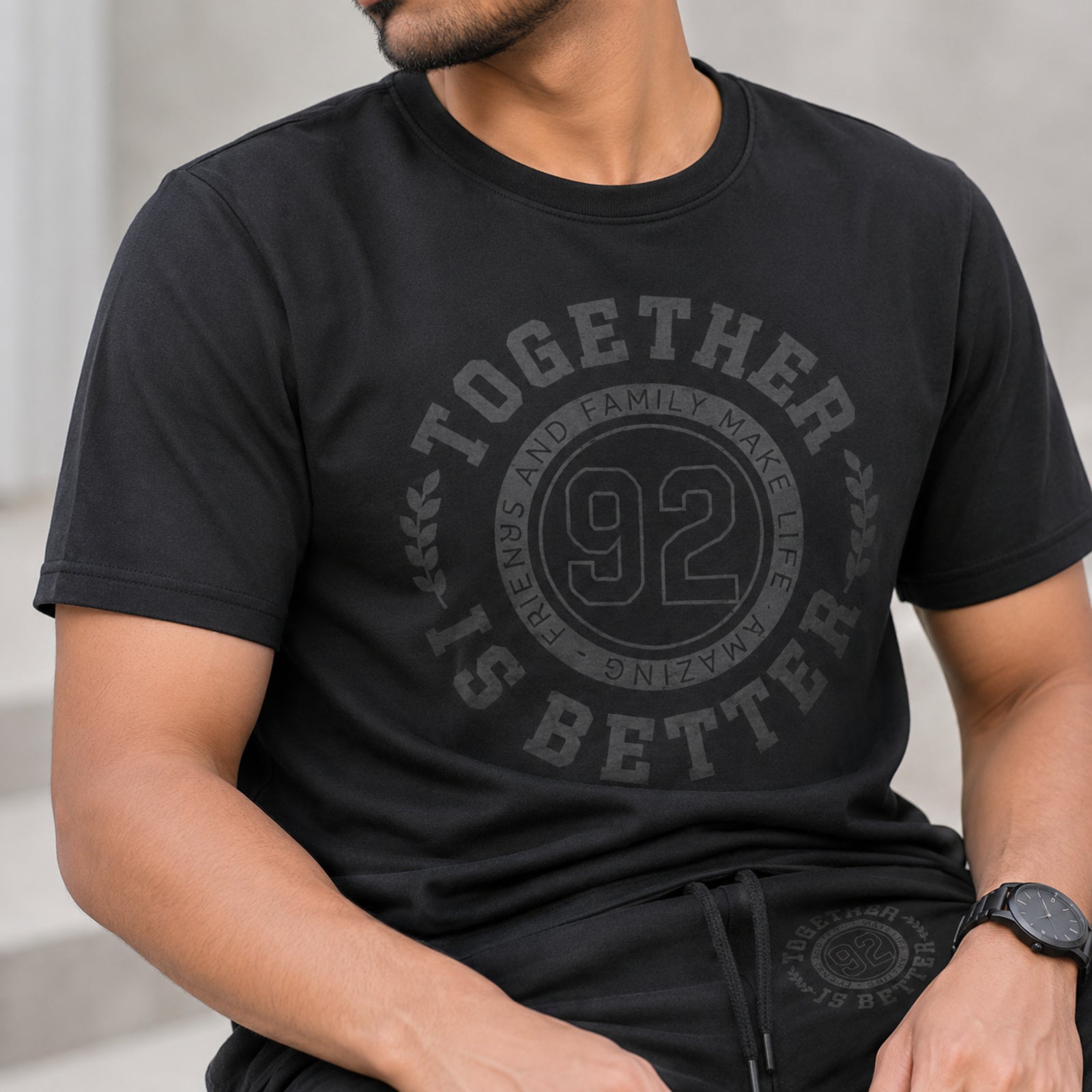 Men's Black Graphic Co-Ord Lounge Set-3