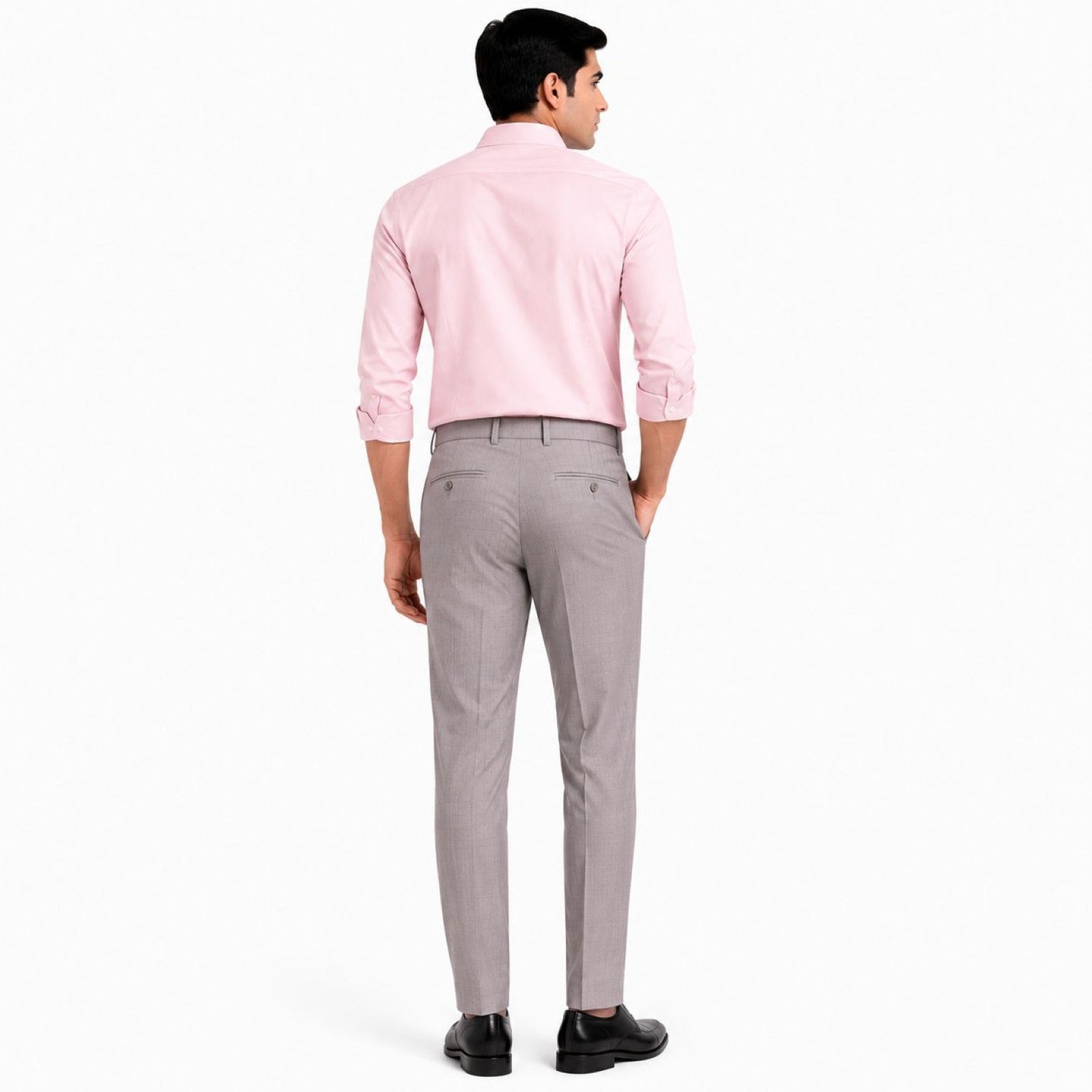 Men's Purple Textured Slim Fit Formal Trousers | Tailored Smart Office Wear Pants-4